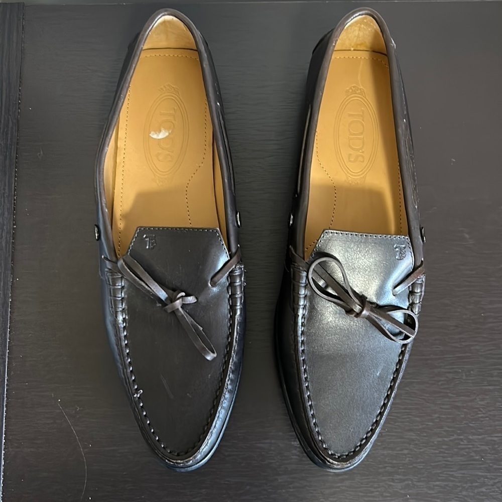 TODS CITY GOMMINO LEATHER DRIVING SHOES Mens Dark Brown Italian Sz 40 US 8 - Picture 2 of 14